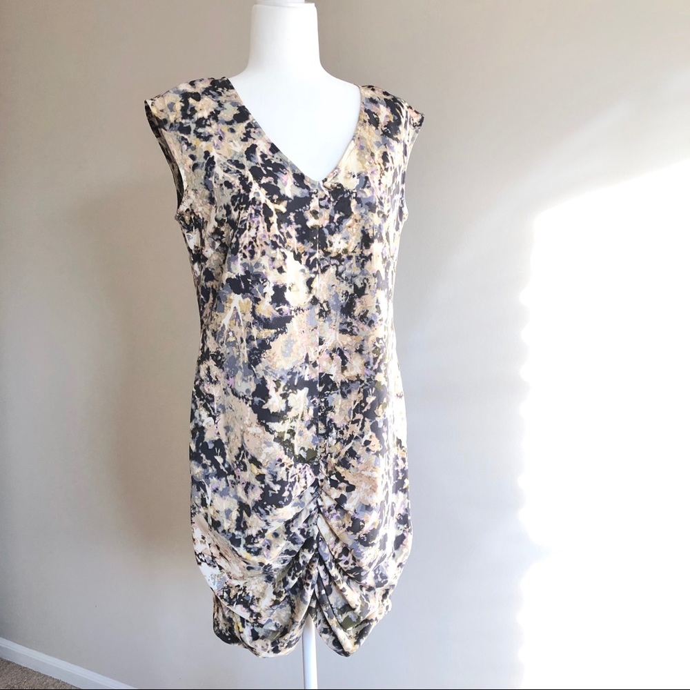 FRENCH CONNECTION olive combo watercolor dress